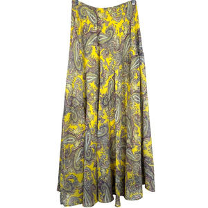 Tyche Women's Maxi Skirt Paisley Yellow Pull-on Elastic Waistband Size S/M